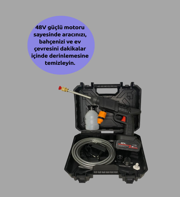 TEK BATARYALI 48V Şarjlı Basınçlı Yıkama Makinesi - Lisinya