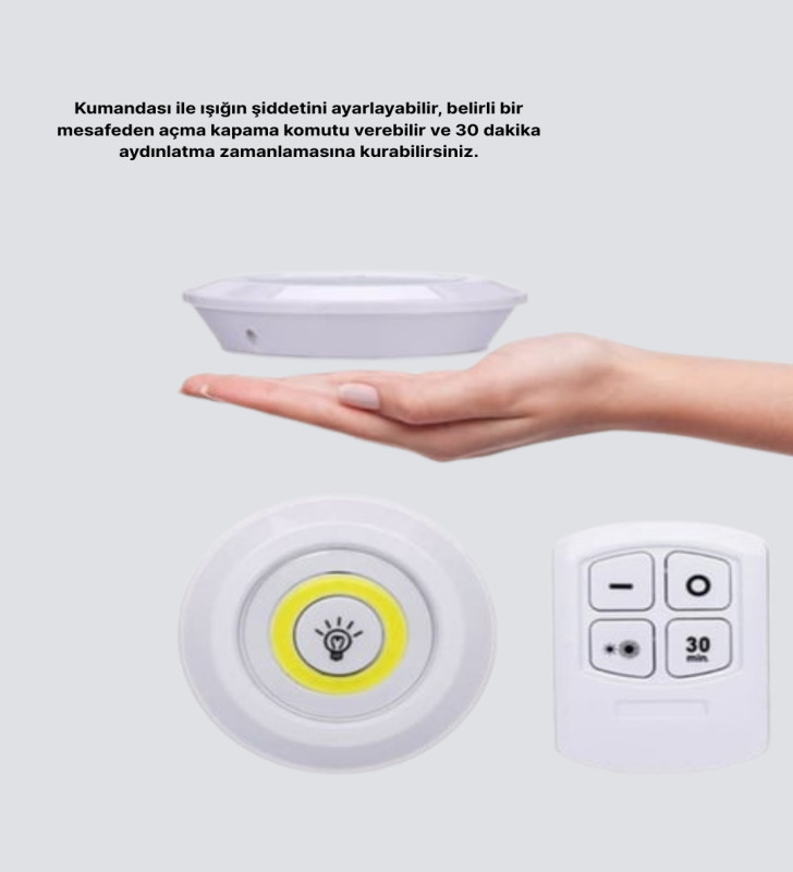 Kablosuz Gün Işığı 3’lü LED Spot Lamba Kumandalı - Lisinya