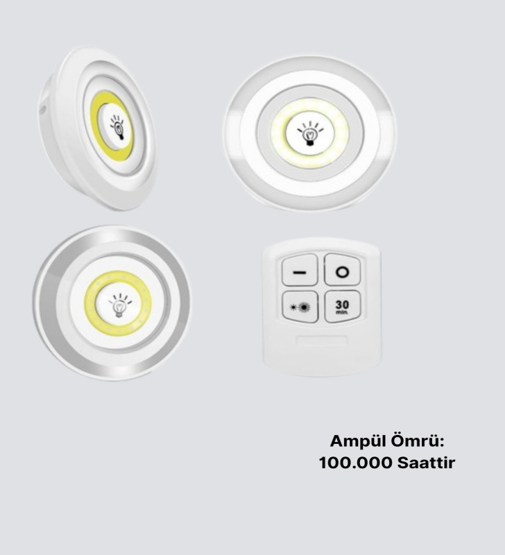 Kablosuz Gün Işığı 3’lü LED Spot Lamba Kumandalı - Lisinya