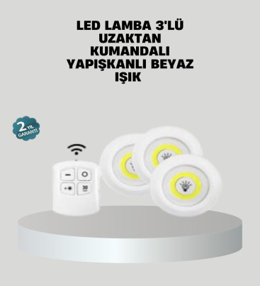 Uzaktan Kumandalı 3’lü Ayarlanabilir Spot LED Işık Seti - Lisinya