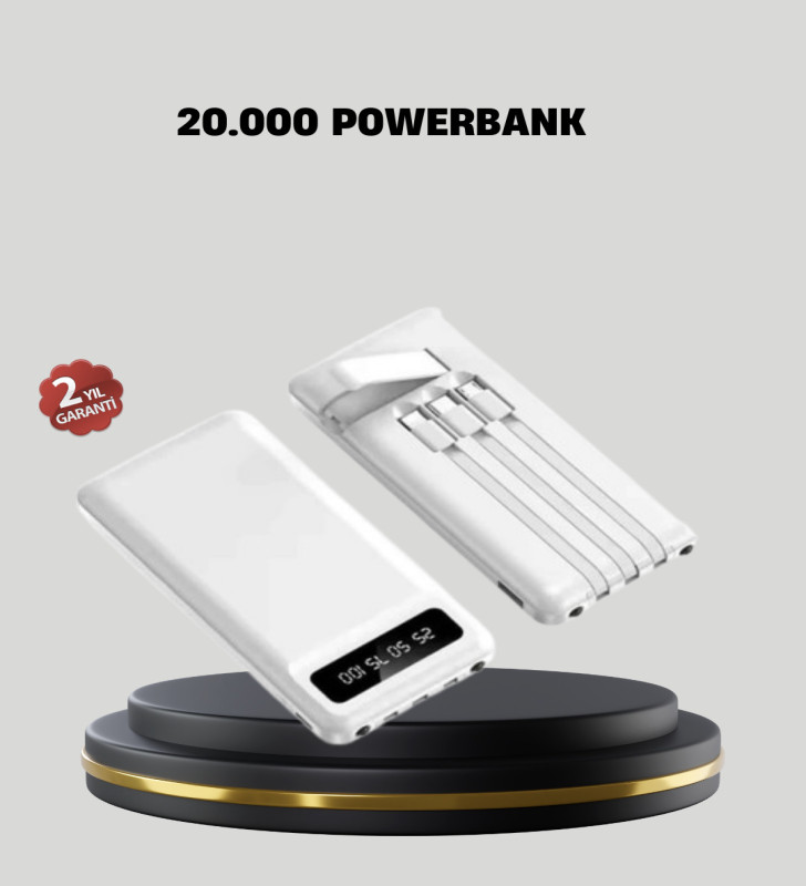 20.000 mAh 4 Çıkışlı LED Göstergeli Hızlı Şarj Powerbank - Lisinya
