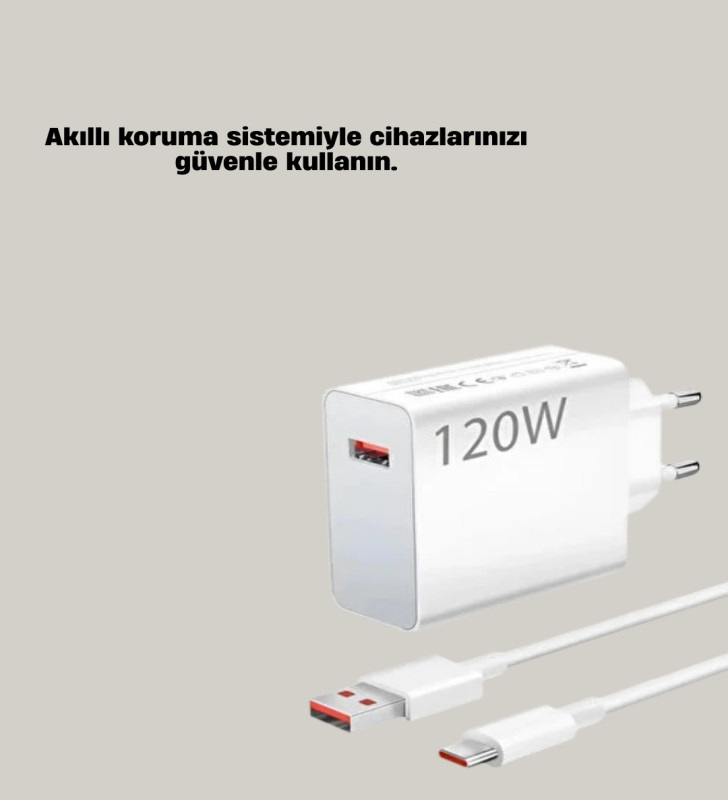 120W Mi Turbo Akıllı Tanıma Çipli Hızlı Şarj Cihazı Taşınabilir ve Dayanıklı - Lisinya