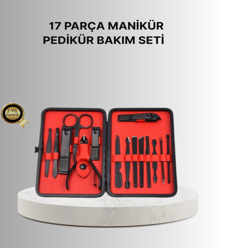 Şık Kutu Tasarımlı 17 Parça Manikür Pedikür Seti Dayanıklı ve Hijyenik - Lisinya
