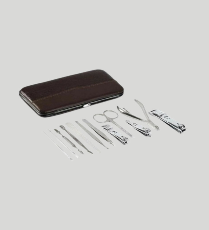 Özel Deri Çantalı 12 Parça Manikür Pedikür Bakım Seti Paslanmaz Çelik - Lisinya