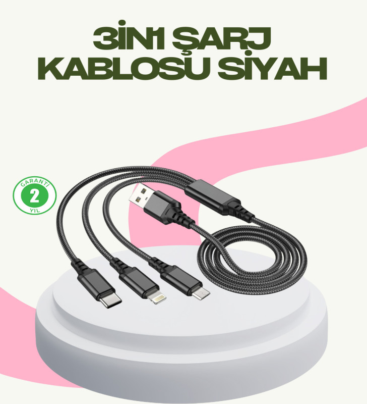 Hızlı Şarj Destekli Çoklu Şarj Kablosu – Seyahat ve Günlük Kullanım - Lisinya