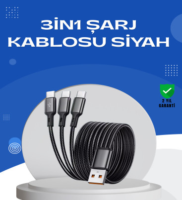 Evrensel 3 Başlıklı Şarj Kablosu – iPhone Huawei Samsung İçin - Lisinya