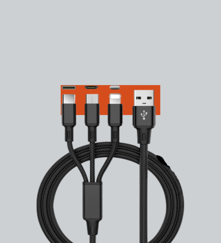 Çoklu USB Şarj Kablosu – 1,2m Hızlı Şarj, 3A Güçlü Akım - Lisinya