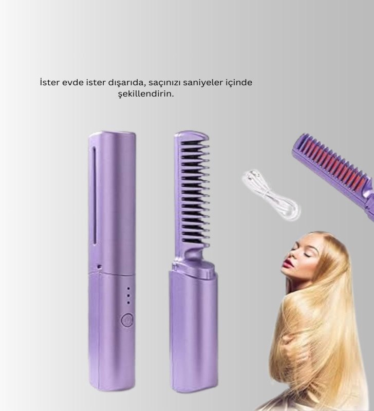Taşınabilir Saç Düzleştirici Tarak – Ayarlanabilir Isı Kontrollü - Lisinya