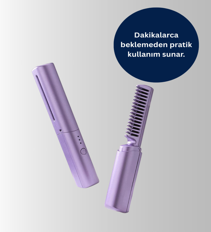 Kablosuz USB Şarjlı Saç Düzleştirici Tarak – Seyahat Boy - Lisinya