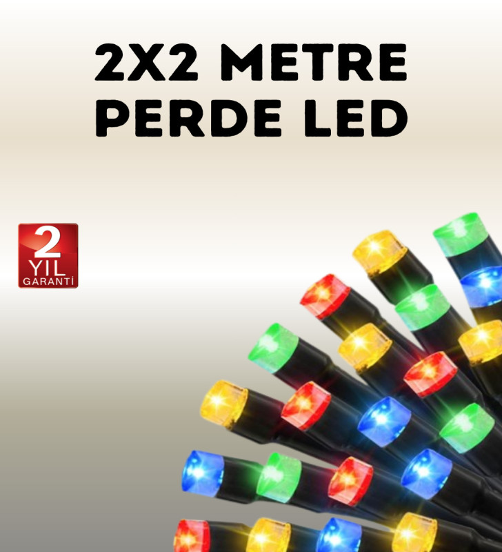 Taşınabilir Pil İle Çalışan LED Işık – 2x2 Metre Perde Modeli - Lisinya