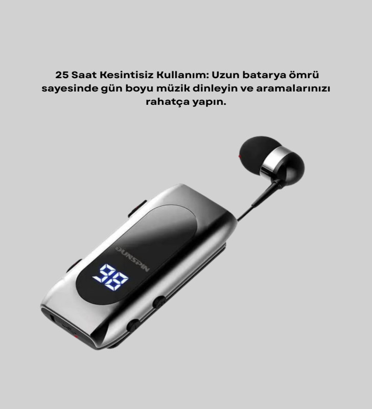 Bluetooth 5.2 Klipsli Kablosuz Kulaklık – Dijital Ekran & Titreşimli Uyarı - Lisinya