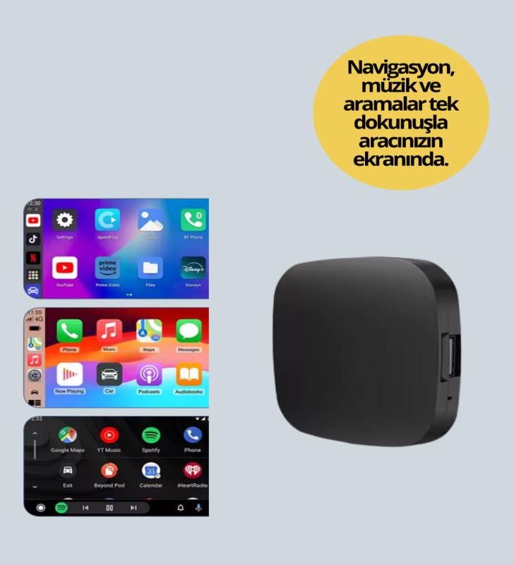 Kablosuz CarPlay ve Android Auto Dönüştürücü Adaptör - Lisinya