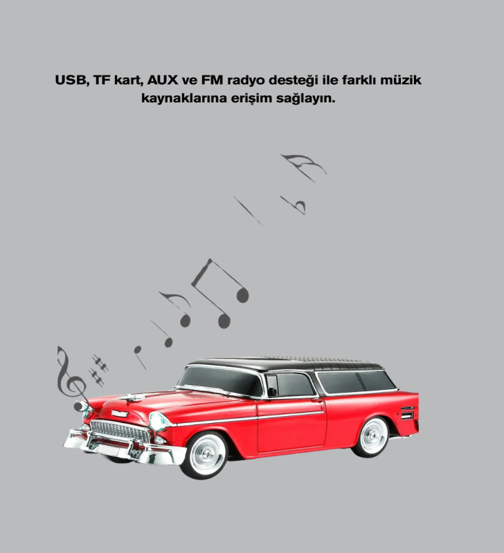 Retro Araba Şekilli Kablosuz Bluetooth Hoparlör - Lisinya