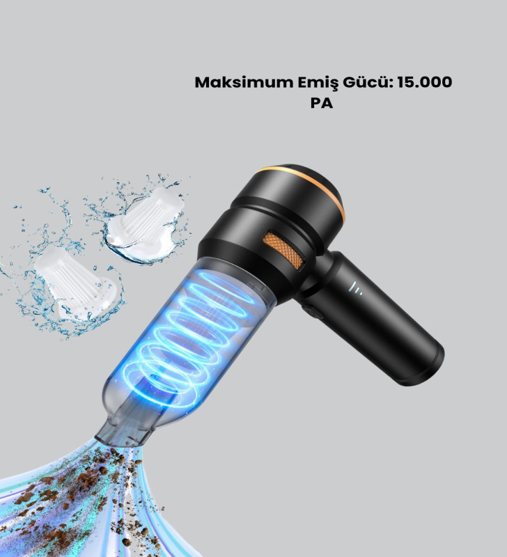 Kablosuz Şarjlı Araç İçi ve Küçük Alanlar İçin Güçlü Vakumlu Süpürge - Lisinya