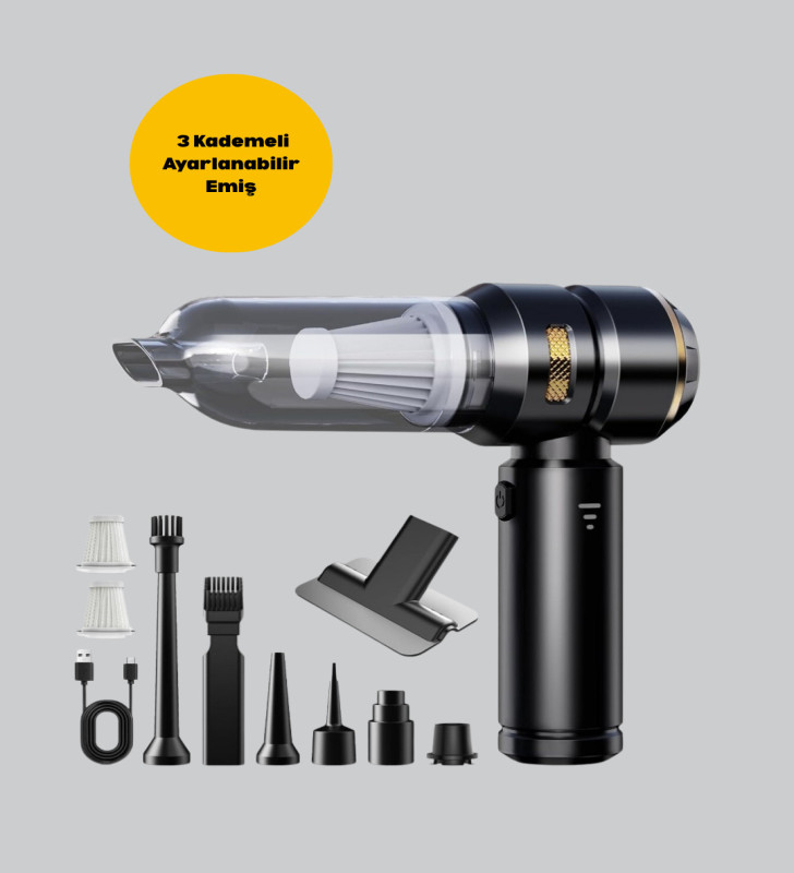 Kablosuz Şarjlı Araç İçi ve Küçük Alanlar İçin Güçlü Vakumlu Süpürge - Lisinya