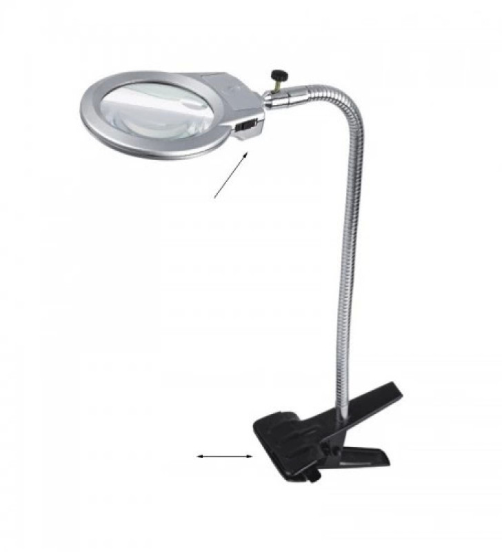 -2.5x90 Mm 5x24 Mm Büyüteç, Mandallı Metal Hortumlu Masa üstü Büyüteç ( Lisinya )