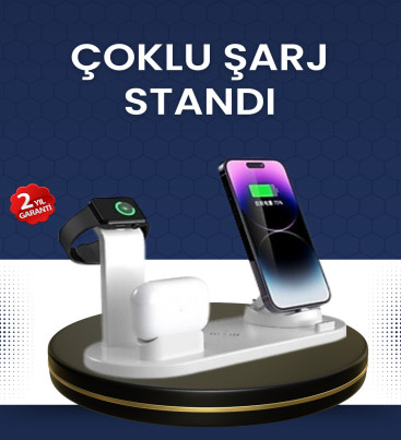 Modern Tasarımlı Çok Fonksiyonlu Kablosuz Şarj Standı - Lisinya