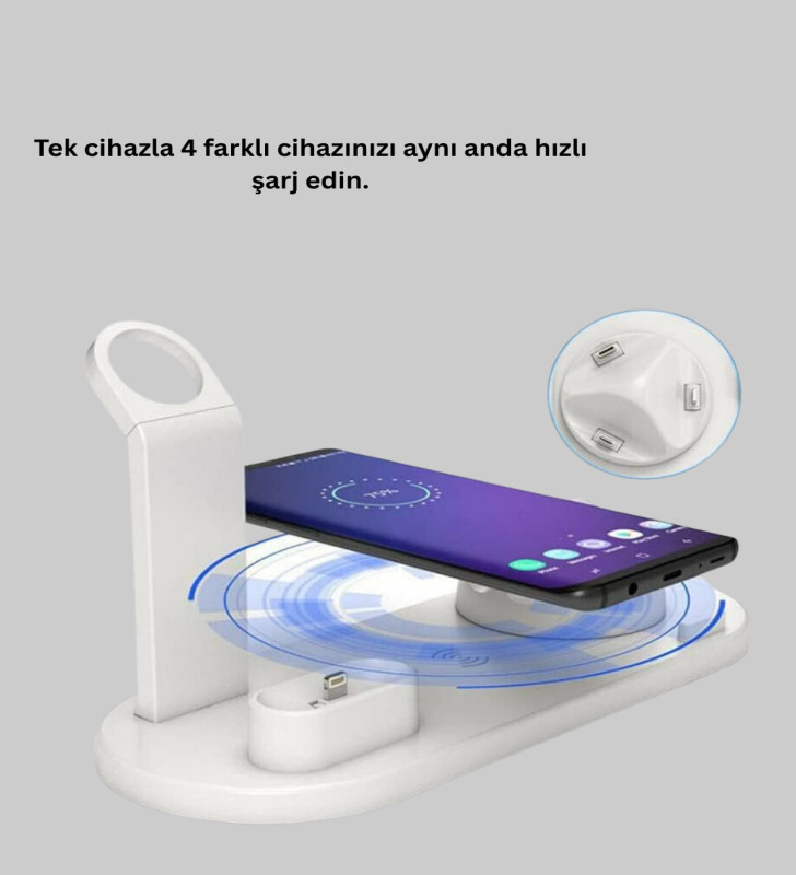 iPhone, AirPods ve Akıllı Saat Uyumlu Çoklu Şarj Cihazı - Lisinya