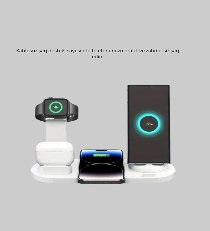 iPhone, AirPods ve Akıllı Saat Uyumlu Çoklu Şarj Cihazı - Lisinya