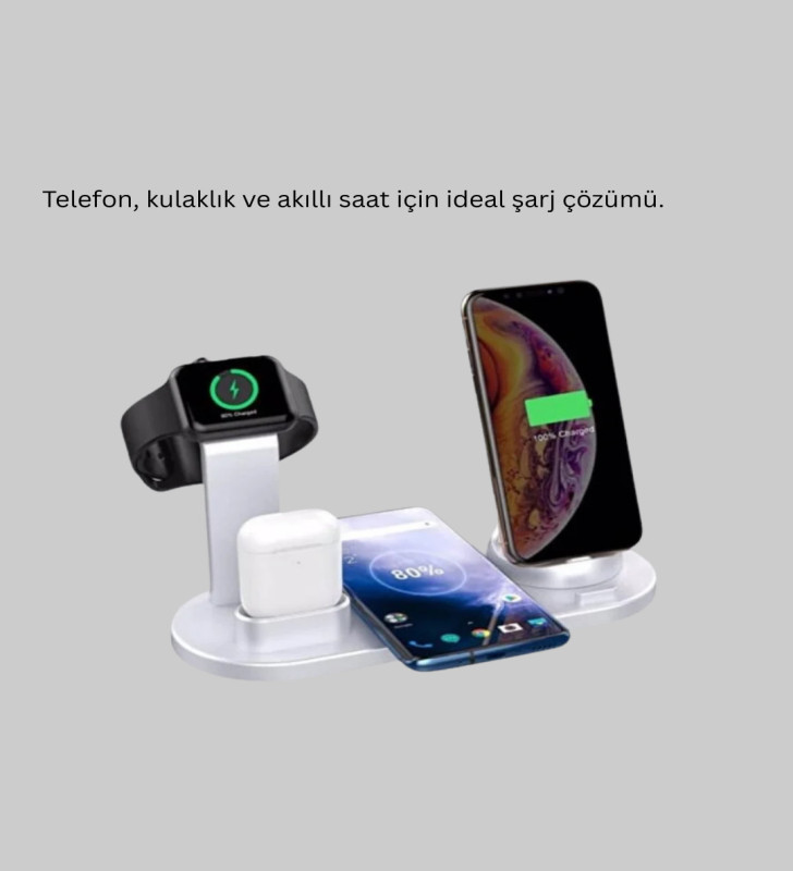 iPhone, AirPods ve Akıllı Saat Uyumlu Çoklu Şarj Cihazı - Lisinya
