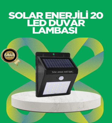 Solar Enerjili 20 LED Hareket Sensörlü Duvar Lambası - Lisinya