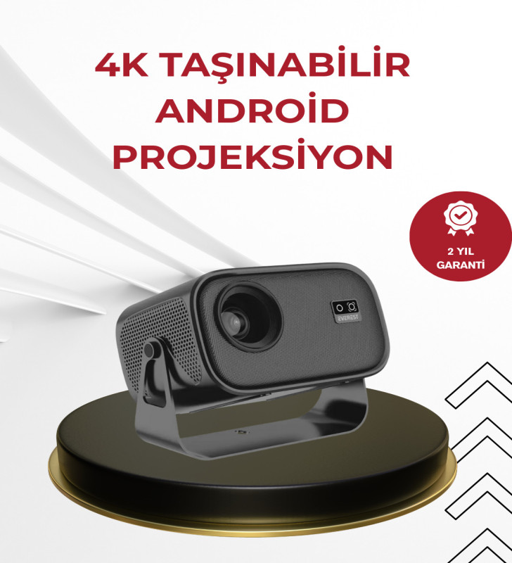 WiFi 6 ve Bluetooth 5 Bağlantılı Taşınabilir Projeksiyon Makinesi - Lisinya