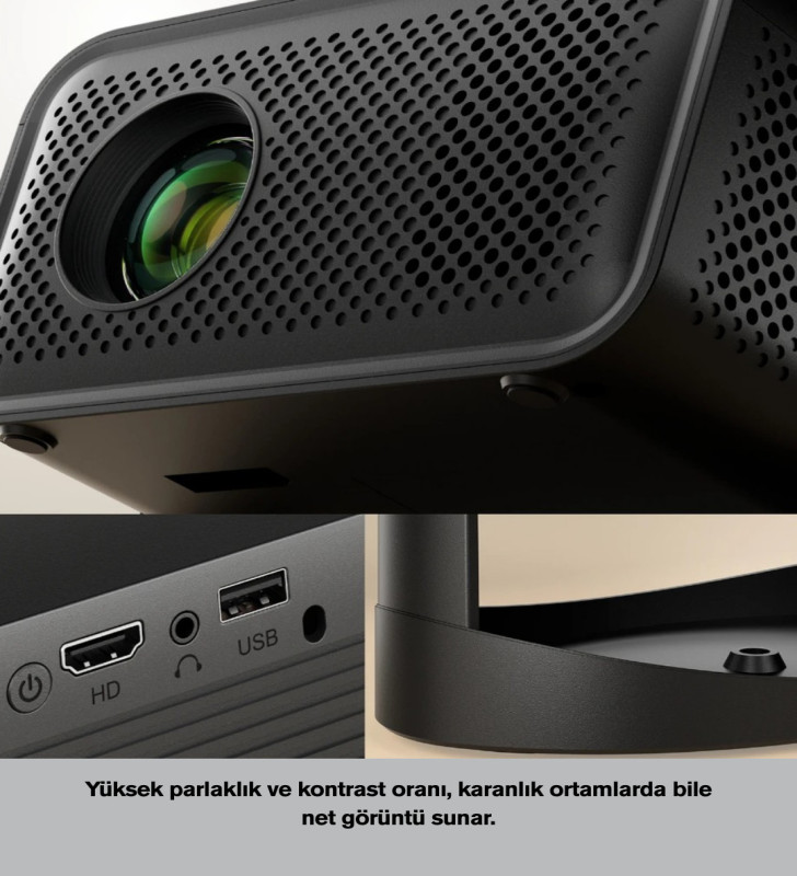 WiFi 6 ve Bluetooth 5 Bağlantılı Taşınabilir Projeksiyon Makinesi - Lisinya