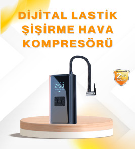 LED Fenerli ve SOS Işıklı Çok Fonksiyonlu Hava Kompresörü - Lisinya