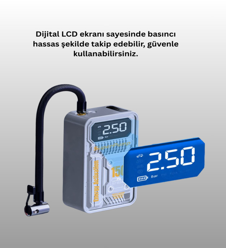 Çok Fonksiyonlu Araç, Bisiklet, Top Uyumlu Elektrikli Hava Pompası - Lisinya