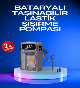 6000mAh Bataryalı LED Ekranlı Akıllı Hava Kompresörü - Lisinya