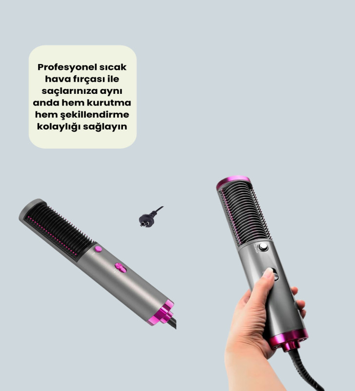 Ergonomik Tasarımlı Hafif ve Taşınabilir Sıcak Hava Fırçası - Lisinya