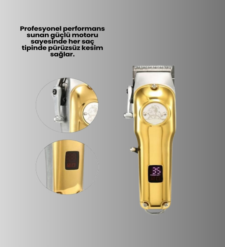 Güçlü Motorlu LCD Ekranlı Şarjlı Tıraş ve Şekillendirme Makinesi - Lisinya