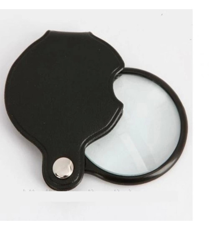 -5x-50mm-mini Büyüteç,cepte Taşınan,optik Lens Katlanabilir Deri Kaplama-xx1051 ( Lisinya )