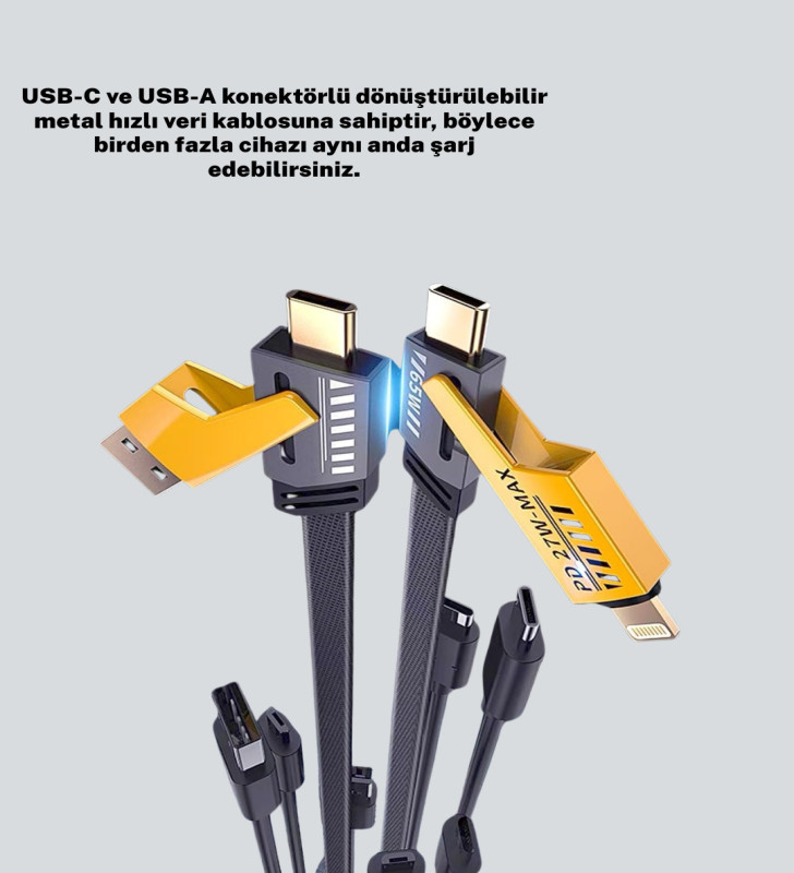 Evrensel Uyumluluklu Dayanıklı Metal Başlıklı Hızlı Şarj Kablosu - Lisinya