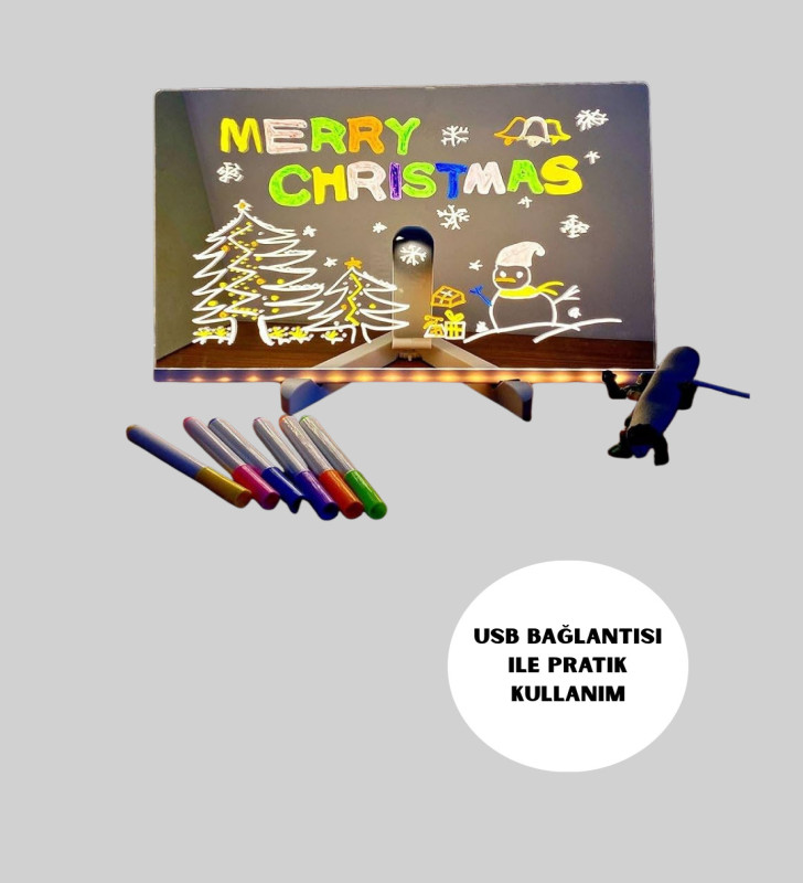 Silinebilir LED Mesaj Tahtası 7 Renkli Kalem Dahil - Lisinya