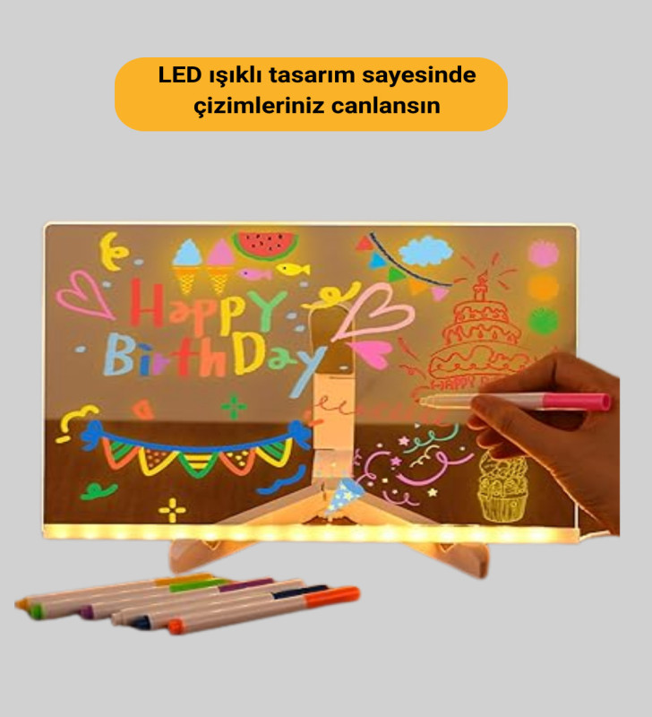 Çocuklar ve Yetişkinler İçin USB LED Işıklı Çizim Panosu - Lisinya