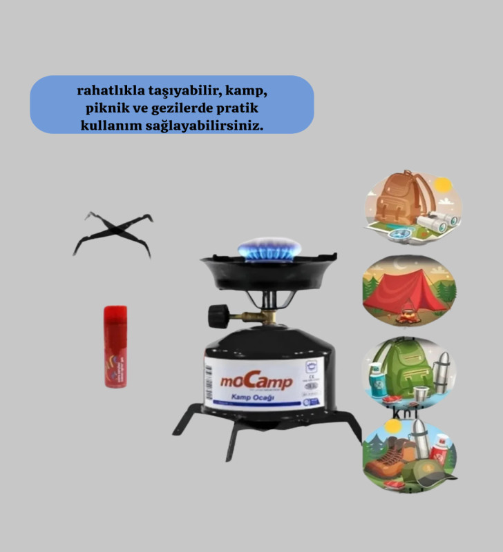 Outdoor Kamp Ocağı Seti Çakmak Gazlı Taşınabilir - Lisinya