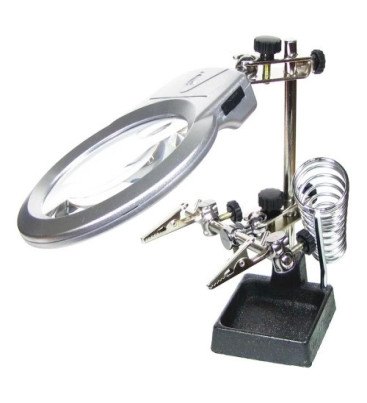 -Ayarlanabilir Başlıklı Elektronikçi Yardım Lehim Standı Ile Ledli Büyüteç ( Lisinya )