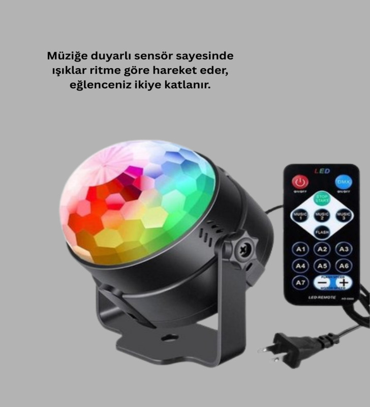 Uzaktan Kumandalı RGB Disko Projektör Işığı - Lisinya