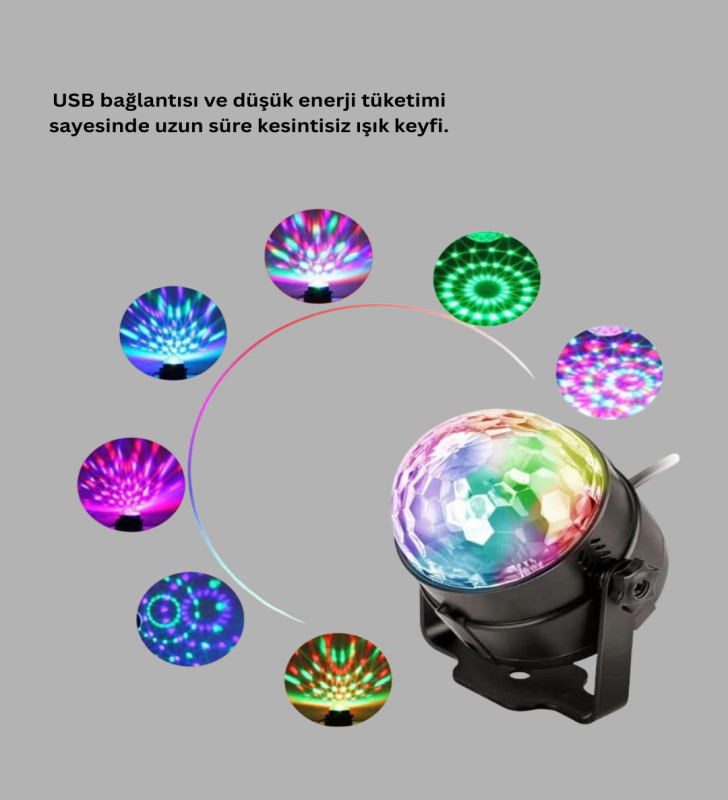Uzaktan Kumandalı RGB Disko Projektör Işığı - Lisinya
