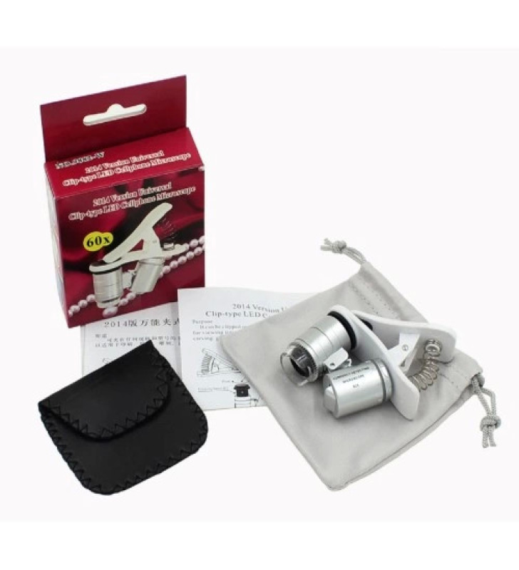 -Evrensel Led ışıklı Mini Cep Mikroskobu, Tüm Kameralı Telefonlar Için No:9882-w ( Lisinya )