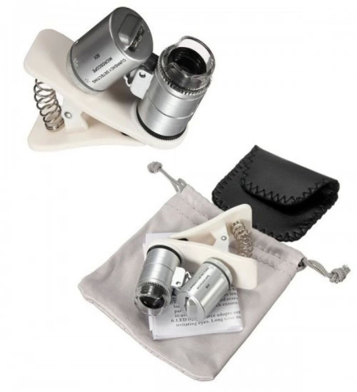 -Evrensel Led ışıklı Mini Cep Mikroskobu, Tüm Kameralı Telefonlar Için No:9882-w ( Lisinya )