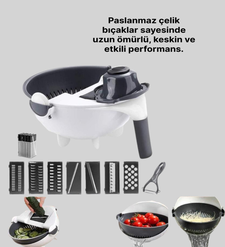 Ergonomik Sebze Rendeleyici ve Süzgeç Hazneli Dilimleyici - Lisinya