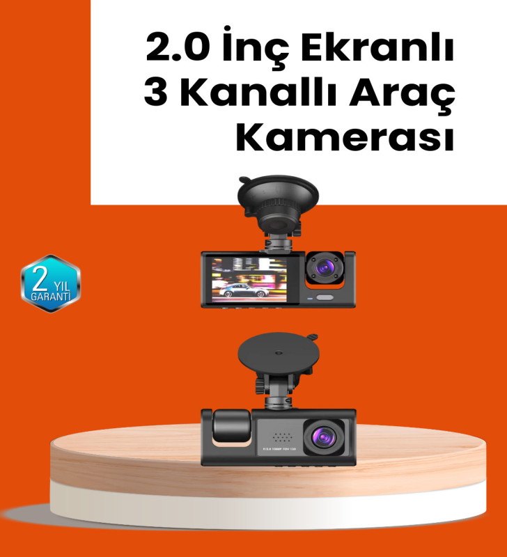Full HD Araç Kamerası Çift Yönlü Kayıt ve Darbe Sensörü - Lisinya