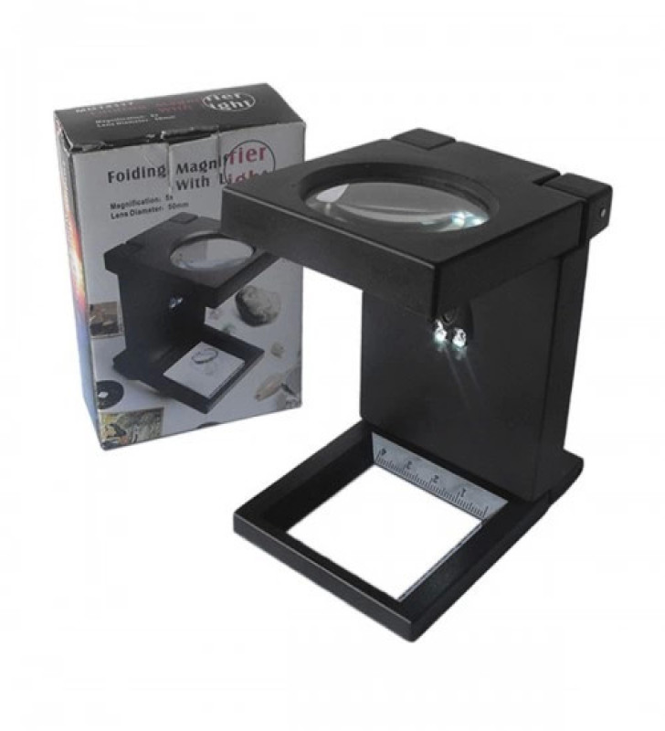 -Katlanır Plastık,led ışıklı Test Cıhazı Büyüteç 2.5x90mm ( Lisinya )