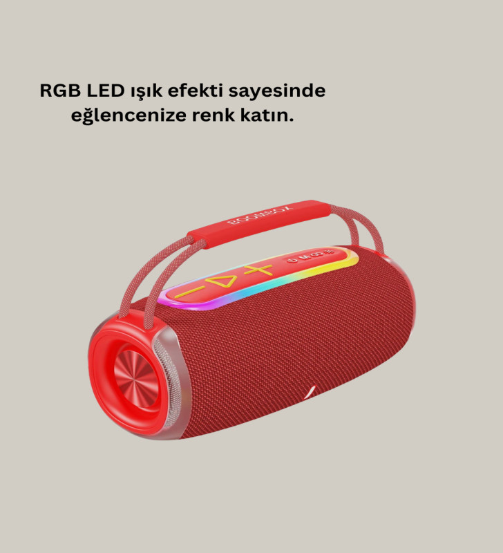 RGB LED Işıklı 20W Taşınabilir Hoparlör Bluetooth 5.3 + Type-C Şarj - Lisinya