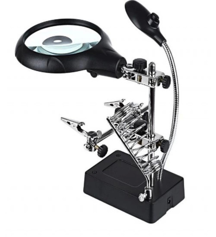 -Masa üstü Mandallı ,2.5x90mm, 7.5x34mm Mercekli ,adaptörlu ışıklı Büyüteç ( Lisinya )