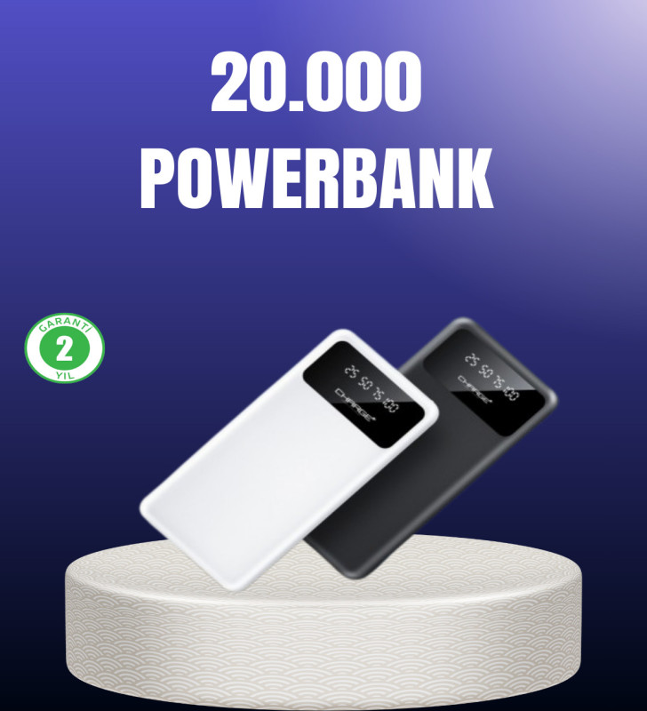 Akıllı LCD Ekranlı 20.000mAh Powerbank PD + USB + Type-C - Lisinya