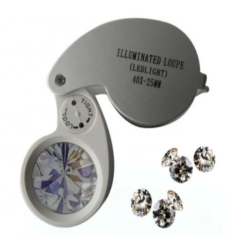 -Mini 40x25mm Takı Büyüteç, Cep Büyüteç, Teftiş, Elmas Pullar, Madeni Kontrol Lup Mg21011 ( Lisinya )