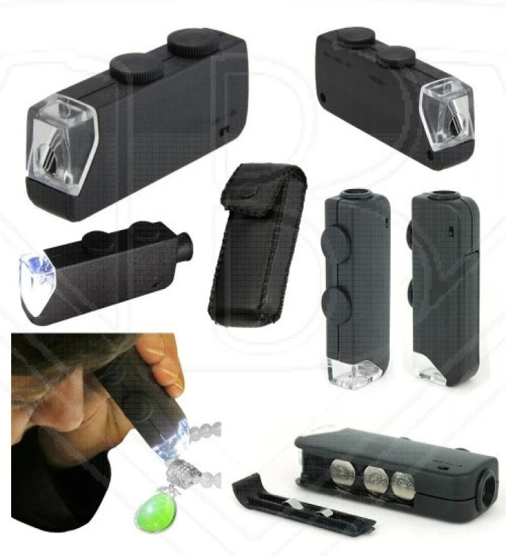 -Mini 60x 100x Zoom Lens Odak Takı Led Cep Mikroskop Büyüteç ( Lisinya )
